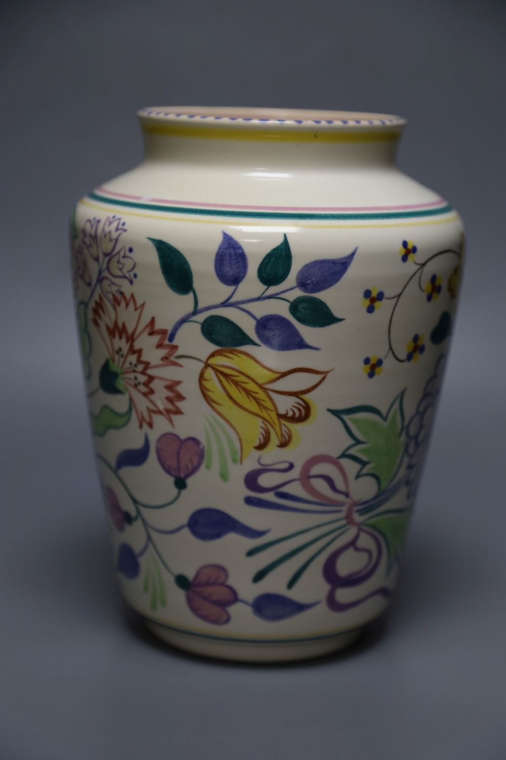 A Poole Pottery polychrome vase, circa 1960, 24cm